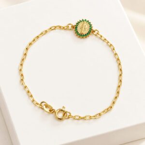 Pulsera virgen verd eslabon